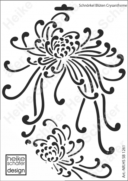 Schablone-Stencil A4 044-1261 Schnörkelblüte Crysantheme